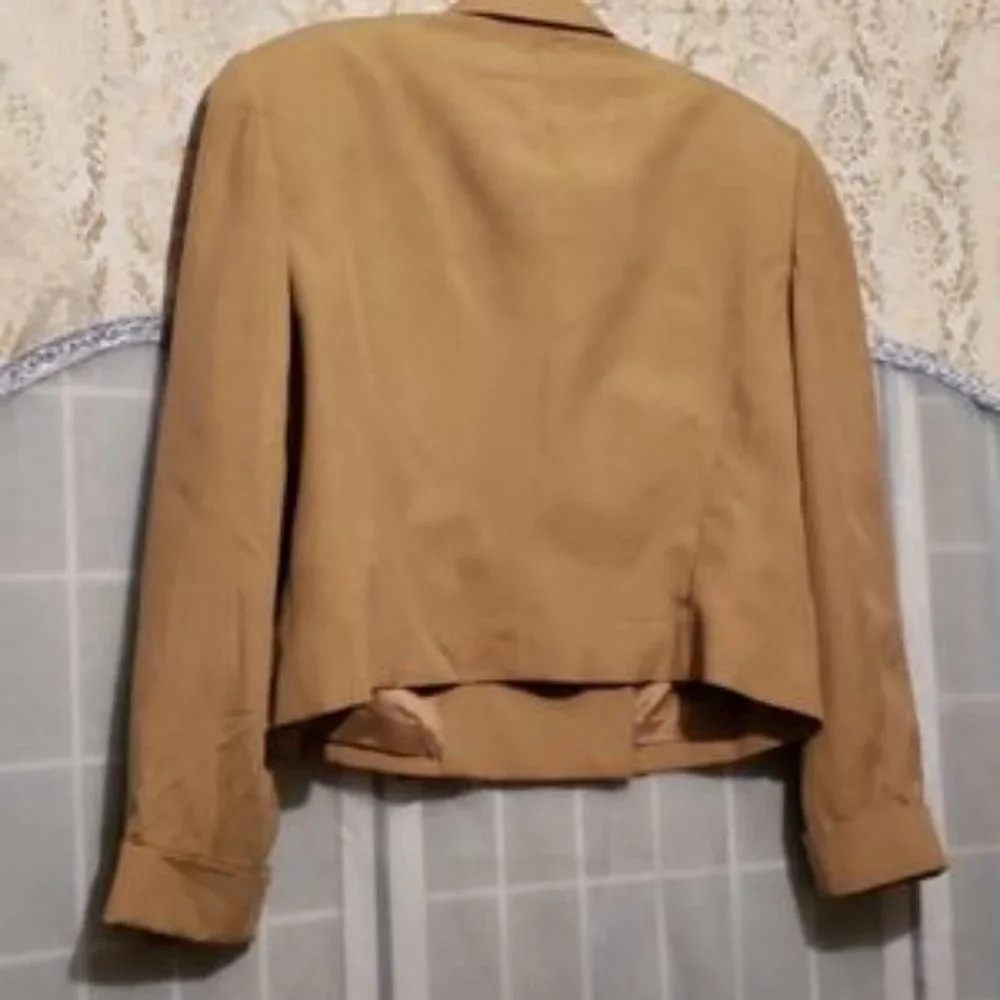 100% SILK LINDA ALLARD ELLEN TRACY CROP JACKET SZ 14 - Picture 2 of 5